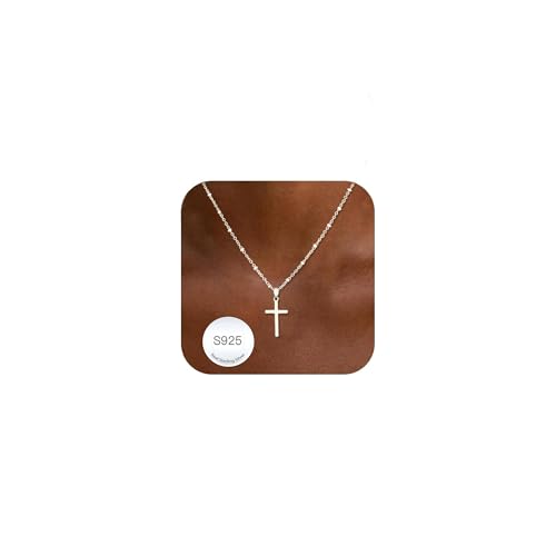 Avotto Kreuz Kette Damen Silberkette 925 Silver Cross Necklace Women, Silber Kreuz Kette Damen Halskette Ketten Silber Christliche Konfirmation Geschenke für Mädchen