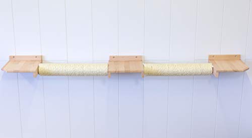 Jennys Tiershop Katzen Wandpark, Kletterwand Katze. Handgefertigte Tiermöbel/Luxusmöbel, Katzenmöbel in vielen Ausführungen. Hier: Doppel-Schwebebalken/Kratzsäule (W)