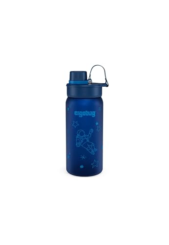 ergobag Trinkflasche BPA-frei 550 ml, auslaufsicher und Kohlensäure geeignet, spülmaschinengeeignet, Astronaut - Dunkelblau