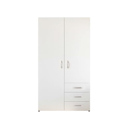 HARRY Kleiderschrank Weiß - Vielseitiger Drehtürenschrank 2-türig für Ihr Schlafzimmer - 101 x 176 x 51 cm (B/H/T)
