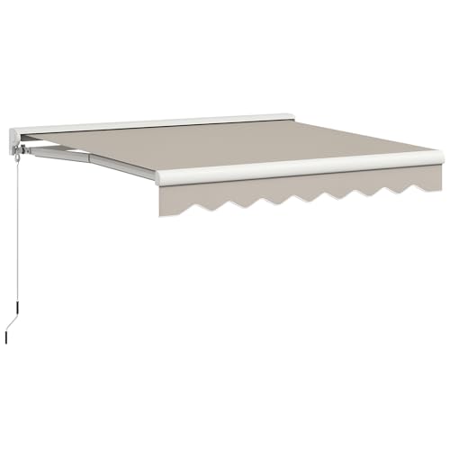 Outsunny Elektrische Markise und manuell einziehbar, Maße: 250 x 200 cm, inkl. Fernbedienung, Aluminium, Polyester, hohe Dichte, wasserdicht, UV-Schutz, cremefarben