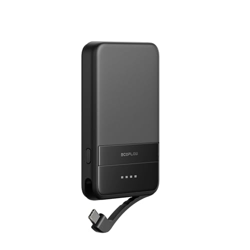 EF ECOFLOW Qi2 Magsafe Powerbank 5000mAh 30W mit USB-C-Kabel, Magnetische Power Bank Wireless Kabelloses Tragbares Ladegerät Externe Handyakkus Kompatibel für iPhone 17/16/15/14/13 Series, Schwarz