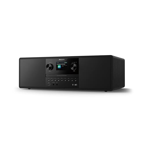 Philips TAM6500/10 100-Watt-Mikro-Musiksystem, Bluetooth 6.0, Auracast, DAB+/UKW-Radio, CD/USB/Audio-Eingang, Bassreflex-Lautsprecher, Farbdisplay, Fernbedienung, Recyceltes Plastik – Schwarz