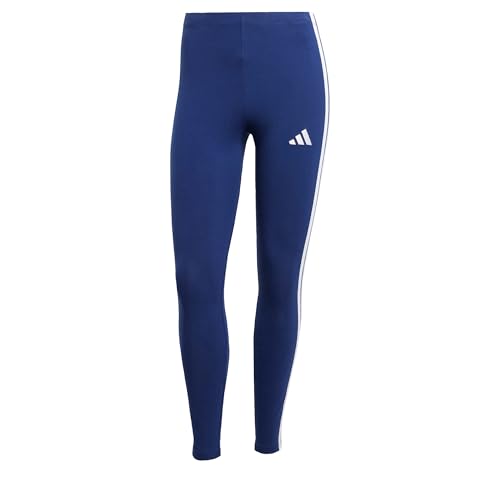 adidas Damen Essentials 3-Stripes Cotton Leggings, Dark Blue/White, L