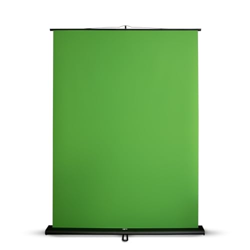 Floordirekt Greenscreen Rollup Ausfahrbarer Fotohintergrund mit Ständer | Chroma Key Panel Leinwand für Content Streaming Fotografie, Video, TV, Gaming | Studio Hintergrundentfernung | 150x200cm