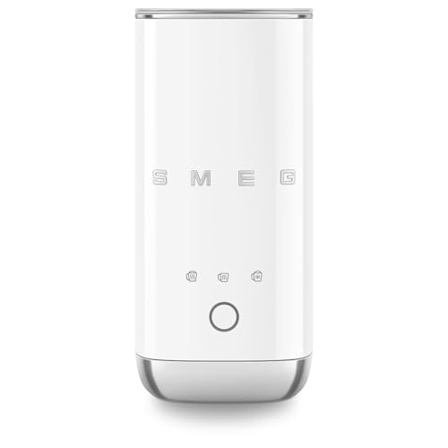 Smeg, MFF02WHEU Elektrischer Milchaufschäumer, 3 Getränkefunktionen, abnehmbarer Schneebesen, Antihaft-Keramikbeschichtung, 500 W, Weiß