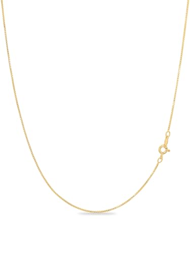 KEZEF 18k Gold über Sterling Silber 1mm Box-Kette Halskette, 18k vergoldet Halskette für Frauen und Männer, 16 Zoll