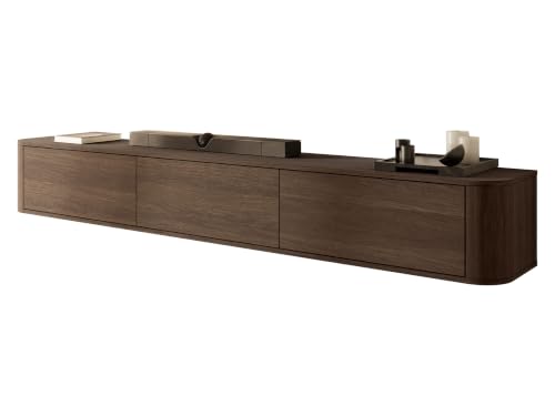 Mirjan24 TV Lowboard Hesofi, Griffloses Öffnungssystem, 3 Klappe/Tür, TV Board Sideboard, Unterschrank, Fernsehschrank, TV Tisch, Fernsehtisch (Eiche Dunin)