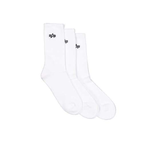 Alpha Industries Unisex Basic 3 Pack Socken, White, 43/46