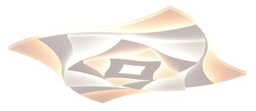 Trio Leuchten LED Deckenleuchte Akita 647110131, Metall Weiß matt, Acryl, inkl. 56 Watt LED, Fernbedienung, Dimmbar, Farbwechsel