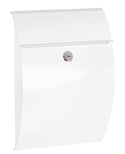 ARREGUI Galan E5961 Briefkasten aus Verzinktem Stahl | Größe S (DIN A5 Post) | Kleiner Wandbriefkasten für den Außenbereich mit Schutzklappe | Postkasten für Draußen | Einfache Montage | Weiß