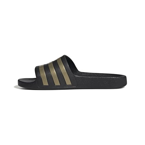 adidas Unisex Adilette Aqua Slides, Core Black / Gold Metallic / Core Black, 38 EU