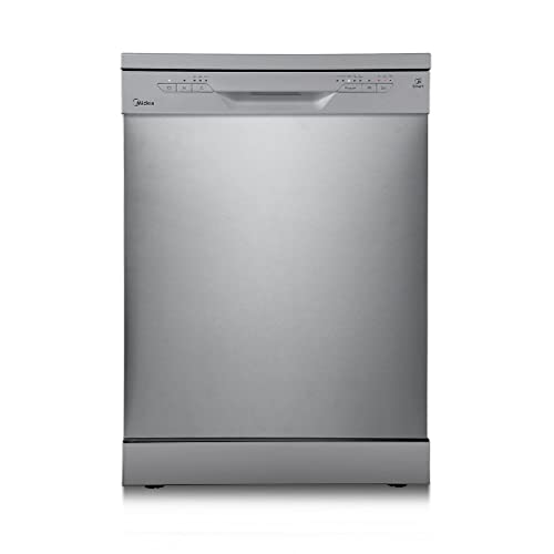 Midea Geschirrspüler 60cm Freistehend, SF 3.60N PRO Spülmaschine mit WLAN, 14 Maßgedecke, Geschirrspüler Unterbaufähig, 5 Programme, Höhenverstellbarer Oberkorb, 47 dB, Inox