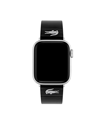 Lacoste Apple Watch Armband für Herren und Damen aus Schwarzem Leder mit Geprägten Streifen - 2050028