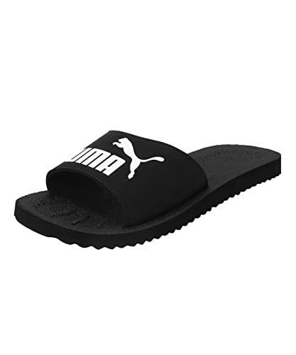 PUMA Purecat Unisex Slide Sandal , Black White, 46 EU