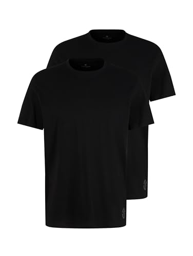 TOM TAILOR Herren Crewneck T-Shirt im Doppelpack, 29999 - Black, XXL