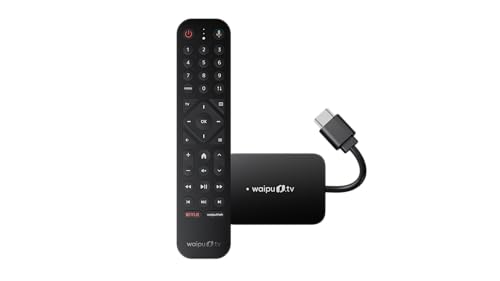 waipu.tv Stick (2. Generation) | Inkl. Fernbedienung mit Beleuchtung | Fernsehen über WLAN | LAN | HDMI | 4K | HDR10+ | Dolby Atmos | Voucher für 3 Monate 300 TV-Sender & 40.000 Filme & Serien
