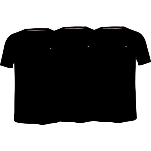 Tommy Hilfiger Herren 3er Pack T-Shirts Kurzarm Slim Fit, Schwarz (Black/Black/Black), M