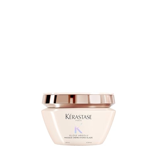 Kérastase Gloss Absolu Masque Crème Hydra-Glaze, Haarmaske für Glanz & Geschmeidigkeit, Anti-Frizz Haarkur für dickes, trockenes & geschädigtes Haar, Vegane Haarpflege mit Hyaluron, 200 ml
