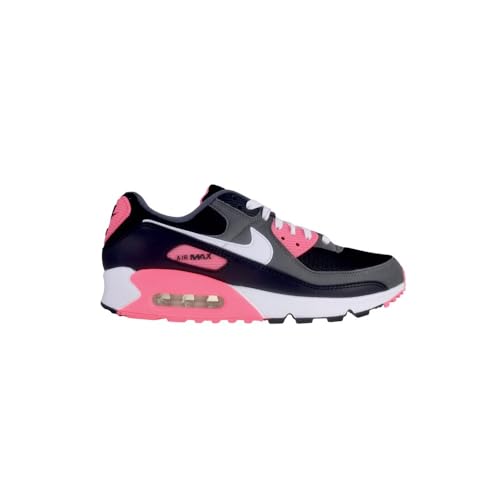 NIKE Air Max 90 Herren Sneaker, Schwarz Weiß Eisen Grau Sunset Pulse, 42.5 EU