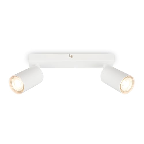 BRILONER - Deckenlampe schwenkbar, GU10 Fassung, max. 9 W, Deckenleuchte, Lampe, Wohnzimmerlampe, Schlafzimmerlampe, Küchenlampe, Deckenstrahler, Deckenbeleuchtung, Flurlampe, 25,5 cm, Weiß