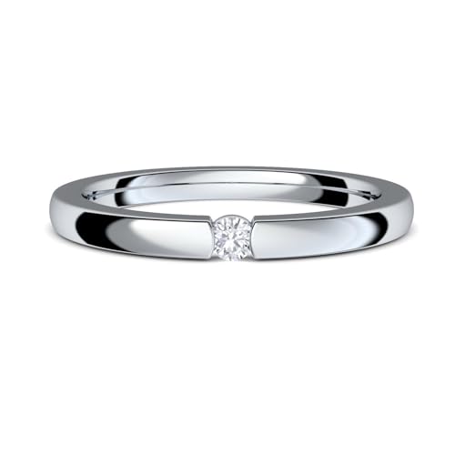 Spannring Verlobungsring von AMOONIC mit Zirkonia Stein INKL. LUXUSETUI+ Silber 925 Ring Zirkonia wie Diamant 925 Heiratsantrag Hochzeit Liebesgeschenke Antrag Geschenke AM195SS925ZIFA54-7