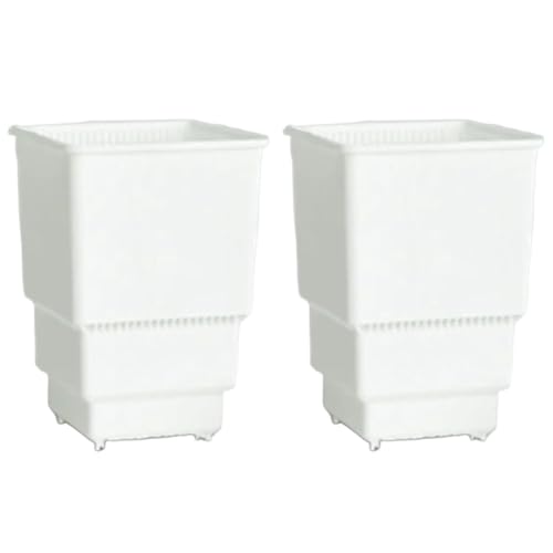 URPIZY 2 St¨¹ck Atmungsaktive Quadratische T?pfe mit Wurzelkontrolle, 8 cm & 10 cm Innendurchmesser, Plastik Blumentopf f¨¹r Innen und Au?en, Wei? Schwarz