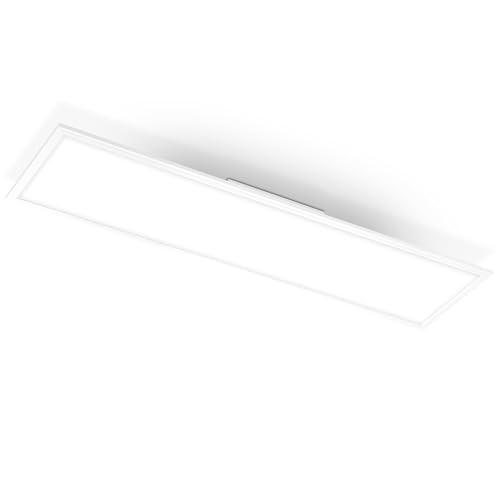 BRILONER - LED Deckenlampe ultraflach, neutralweiße Lichtfarbe, 38 Watt, 4100 Lumen, LED Deckenleuchte, Wohnzimmerlampe, Panel, Küchenlampe, Deckenbeleuchtung, 119,5x29,5x6 cm, Weiß