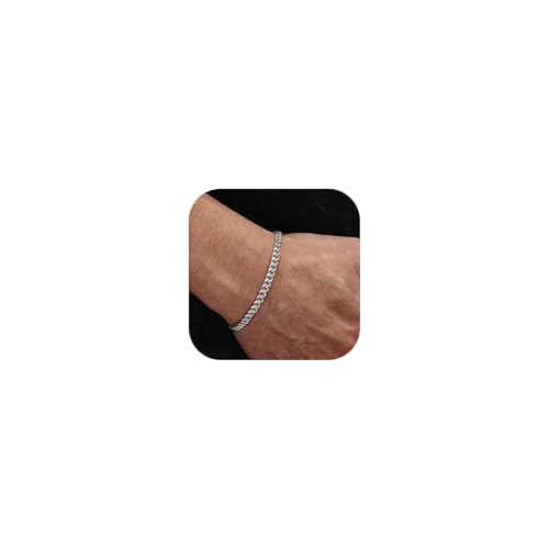 YADOCA 925 Silber Herren Armbänder für Männer Cuban Figaro Curb Link Kette Silber Armband 21cm Herrenschmuck Geschenke für Papa Freund Ehemann Sohn