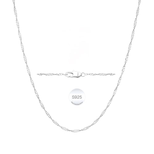 Diorra 925 Sterling Silber Kette, 2mm Silberkette Damen 925 ohne anhänger Goldkette Damen Halskette Schmuck Personalisierte Geschenk für Frauen Mädchen Freundin
