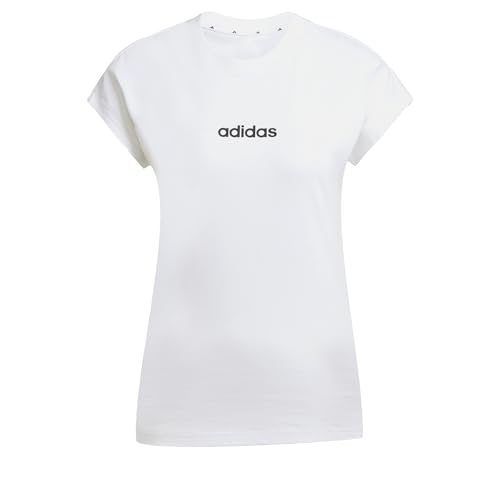 adidas Women's Essentials LINEAR Cotton T-Shirt, White/Black, S