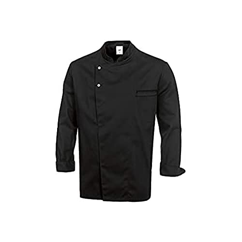 BP Gourmet 1547-400-32 Kochjacke - Langarm - 65% Polyester, 35% Baumwolle - Druckknöpfe aus Edelstahl - Normale Passform - Größe: M - Farbe: schwarz