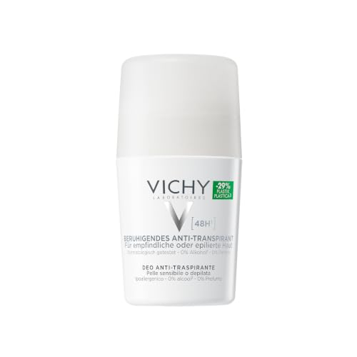 VICHY Anti-Transpirant 48h, Für sehr empfindliche oder epilierte Haut, bis zu 48 Stunden Wirkung, Roll-On, Dermo Tollerance, 50ml