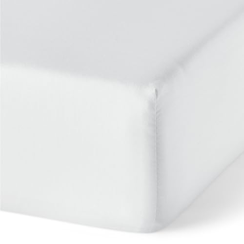 Amazon Basics Spannbettlaken aus Bio-Baumwolle, 180 x 200 cm, Weiß