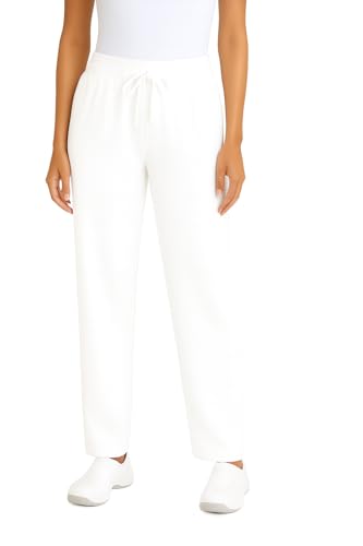 MEDIFASHION 24 Damen Berufshose Weiß,100% Baumwolle, Bequeme Schlupfhose mit elastischem Bund,Krankenschwestern, Ärztinnen& med. Personal (DE/NL/SE/PL, Numerisch, 44, 46, Regular, Regular, weiß)