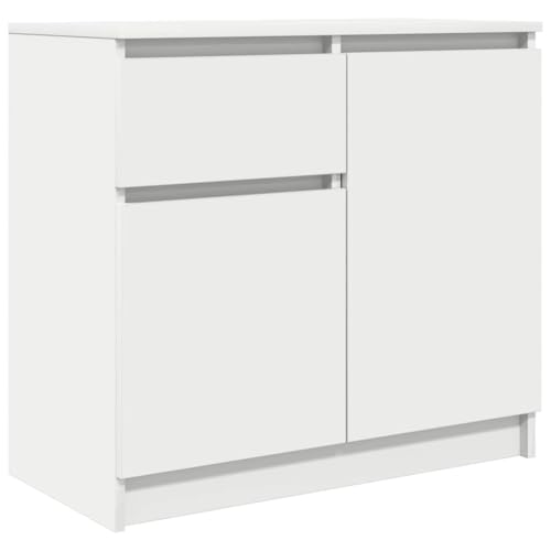 vidaXL Sideboard mit Schublade Weiß 71x35x65 cm Holzwerkstoff, Kommode, Schrank, Flurschrank, Anrichte, Küchenschrank, Wohnzimmerschrank