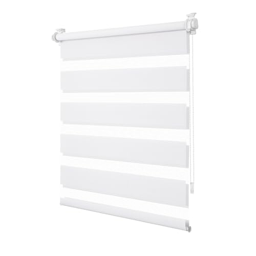 Doppelrollo Klemmfix ohne Bohren Weiß 110x130cm (Stoffbreite 105cm) Rollos für Fenster ohne Bohren Lichtdurchlässig & Verdunkelnd Fensterrollo Klemmrollo mit Kindersicherung