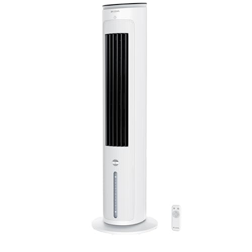Brandson - Turmventilator mit Wasserkühlung - Preisträger 2026 - Verdunstungskühler - Luftkühler - Ventilator - mobile Klimaanlage ohne Abluftschlauch - 5 in 1 - leise - 4,7 L Wassertank - weiß