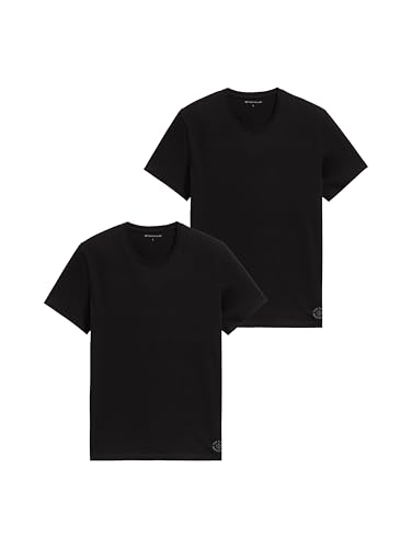TOM TAILOR Herren Crewneck T-Shirt im Doppelpack, 29999 - Black, L