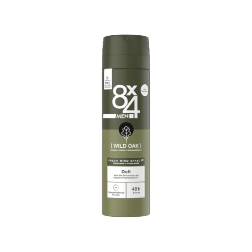 8X4 Men Wild Oak Deospray, Deodorant für Männer mit maskulin-holzigem Duft, Sprühdeo mit zuverlässigem 48h Anti-Transpirant-Schutz (150 ml)