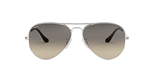 Ray Ban Unisex Sonnenbrille Aviator Gradient, Gr. X-Large (Herstellergröße: 62), Silber (Gestell: Silber, Gläser: Hellgrau Verlauf 003/32)