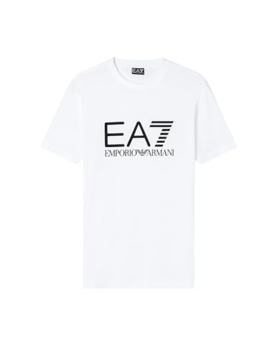 EA7 Emporio Armani Herren T-Shirt Core Identity aus Baumwolljersey 7M001412AF22264 8033920086795 - L, Weiß, XXL