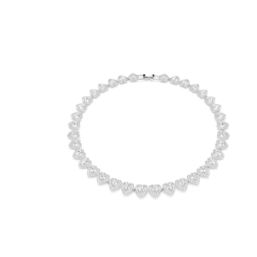 Swarovski Ariana Grande x Halskette, Rhodinierte Damenhalskette mit Kristallherzen in Klarem Pavé und Verschiedenen Schliffen, Länge: 38-45.6 cm, Breite: 2.1 cm