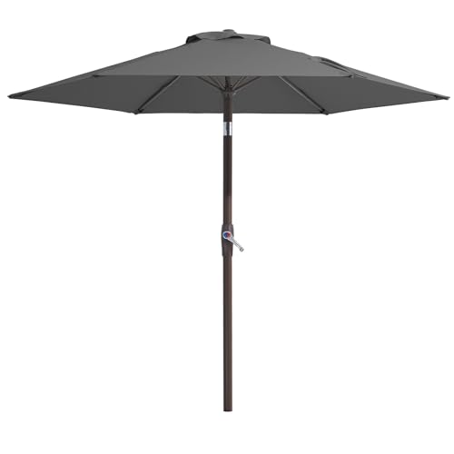 Palawano 2.3m Sonnenschirm, Neigbarer Gartenschirm mit Kurbel & Eisenmast, UV Schutz UPF 50+, Belüftetes Design, Sonnenschirm für Garten, Terrasse, Balkon & Strand, Grau