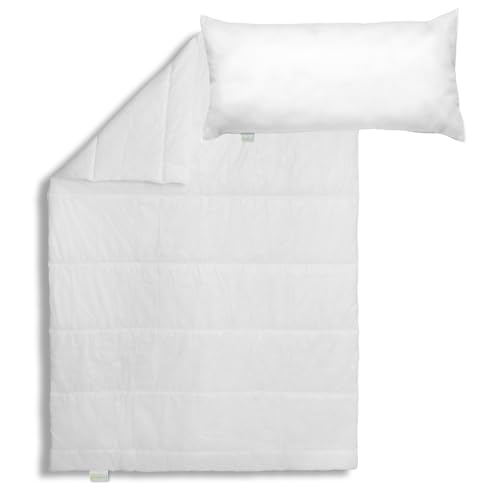 Bodyprotect Bettwaren Set, Ganzjahresdecke 135 x 200 cm + Kopfkissen 40 x 80 cm, Bettdecke Ecoline, medium Steppdecke, waschbar, Made in EU, Allergiker geeignet, weiß