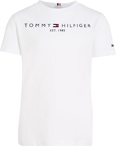 Tommy Hilfiger Kinder Unisex T-Shirt Kurzarm Essential Tee Rundhalsausschnitt, Weiß (White), 14 Jahre