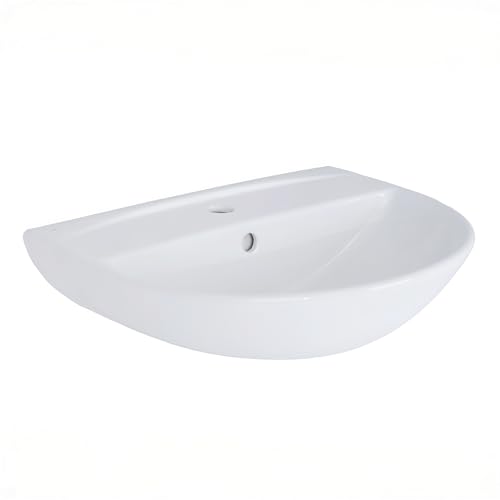 Belvit Keramik Waschbecken 60 cm, Weiß, Tulpen Wandwaschbecken