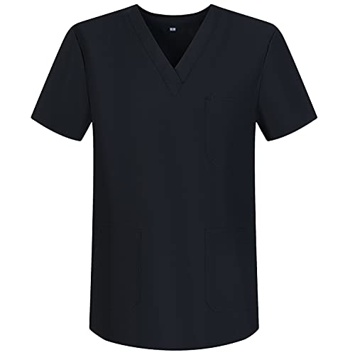 MISEMIYA - Medizinische Uniformen Unisex Top Krankenschwester Krankenhaus Berufskleidung BZ-6801 - Medium, Schwarz 68
