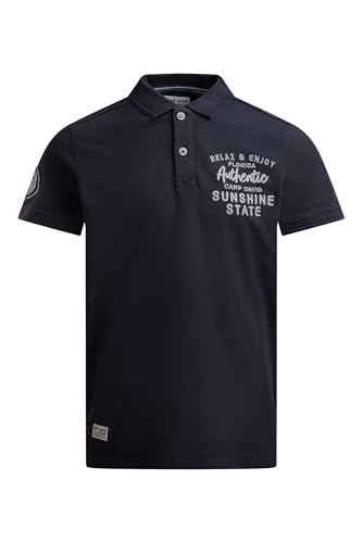 Camp David Herren Pikee-Polo Kurzarm mit Rücken-Stickerei – Poloshirt aus 100% Baumwolle, Regular Fit Blue Navy, XL