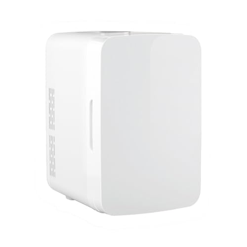 YASHE Mini-Kühlschrank, 10 Liter/12 Dosen, kleiner Kühlschrank für Schlafzimmer, AC/DC-Thermoelektrik-Kühler und -Wärmer für Hautpflege, Getränke, Büro, Wohnheim, Auto, White